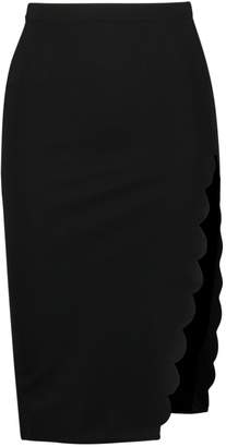 boohoo Petite Scallop Detail Slit Midi Skirt
