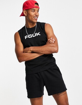 French Connection FCUK sleeveless t-shirt vest in black - ShopStyle