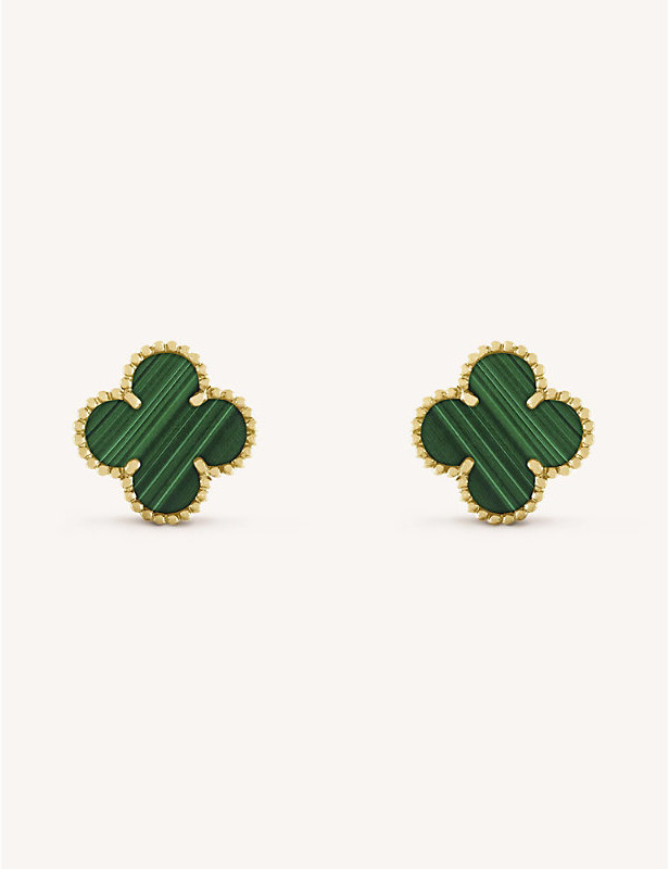 Van Cleef & Arpels Women's Yellow Gold Vintage Alhambra And Malachite Earrings