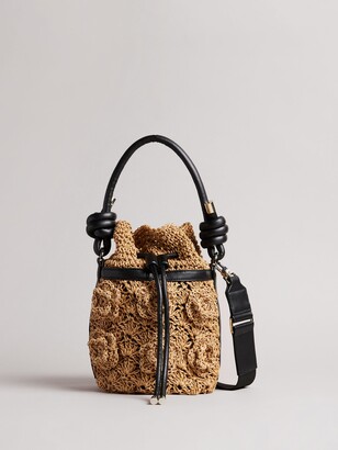 Ted Baker Maglili Straw Crochet Bucket Bag, Neutral