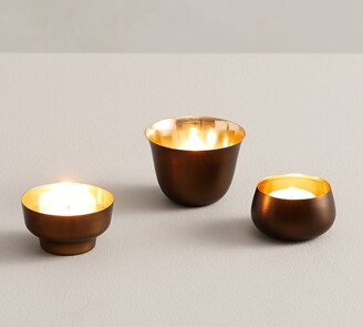 Pottery Barn Helen Tea Light Candleholders, Brass - Set of 3