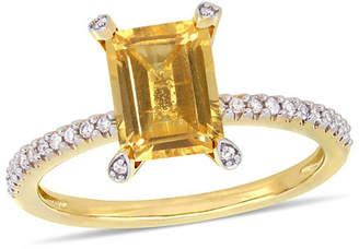 Fine Jewelry Womens 1/10 CT. T.W. Genuine Yellow Citrine 10K Gold Cocktail Ring Family