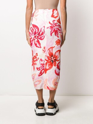 Marni Clematis Print Tie-Front Skirt