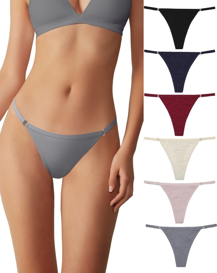 Levao Cotton Thongs for Women Underwear G-String Panties Rhinestone T-Back  Knicker Low Rise Invisible Bikini Multipack S-XL - ShopStyle