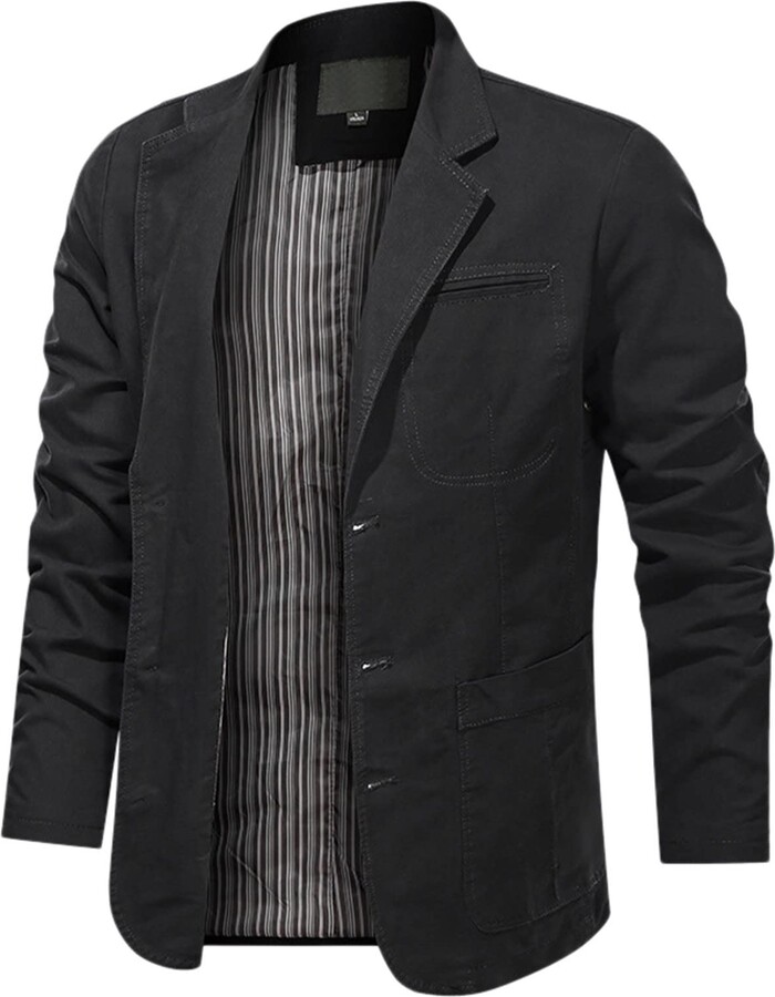 Casual Cotton Blazer Black Keusyoi Black Blazer Men Woolen Suit