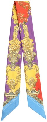 Versace Small Barocco Goddess print silk scarf