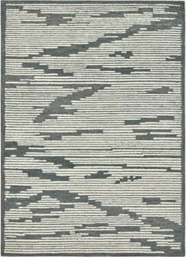AMER Rugs Rectangle Abstract Hand Woven Hand Hooked Wool Area Rug in Dark Gray