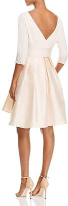 Adrianna Papell Three-Quarter Sleeve Taffeta Bow Dress