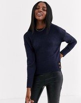 Thumbnail for your product : Brave Soul crew neck jumper with button detail in navy