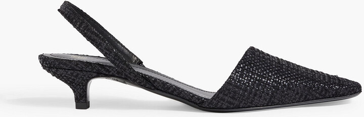 Totême Faux raffia slingback pumps