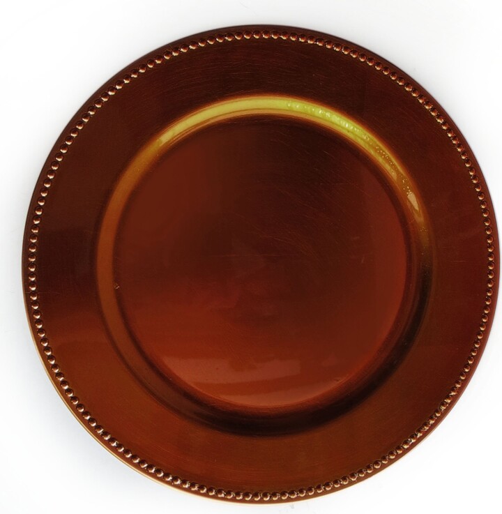 ChargeIt! by Jay ChargeIt by Jay Charge It by Jay Beaded Charger 13” Decorative Melamine Service Plate for Home, Professional Dining, Perfect for Upscale Events, Dinner Parties, Weddings, Banquets, Catering, Copper