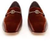 Thumbnail for your product : Burberry Tb-monogram Leather And Velvet Horsebit Loafers - Womens - Brown