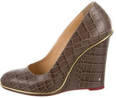 Thumbnail for your product : Charlotte Olympia Embossed Leather Wedges