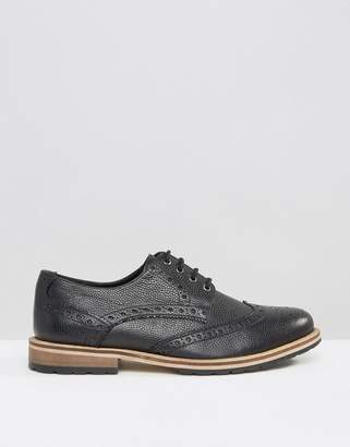 Frank Wright Milled Brogues In Black Leather
