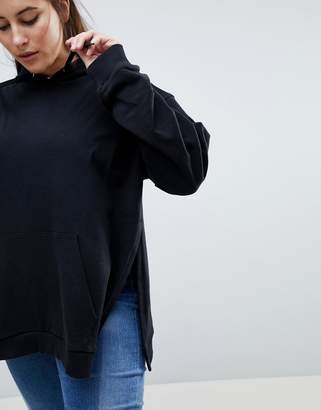 ASOS Curve DESIGN Curve hoodie with side split detail in black