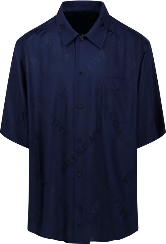 Balenciaga Fluid Jacquard Short-Sleeve Shirt