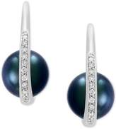 Thumbnail for your product : Effy Pearl Lace by Cultured Black Tahitian Pearl (8mm) and Diamond (1/8 ct. t.w.) Drop Earrings in 14k White Gold