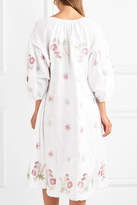 Thumbnail for your product : Innika Choo - Smocked Embroidered Linen Dress - White