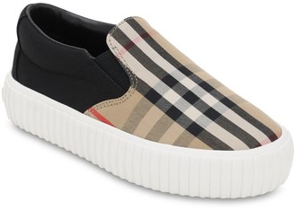 Burberry Check Cotton Canvas Slip-on Sneakers