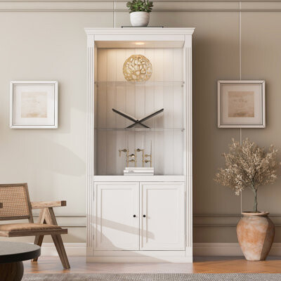 Lark Manor 78.75-Inch Tall Display Shelves With Adjustable LED Lighting For Living Room Or Office