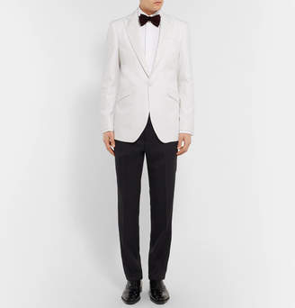 Favourbrook White Theobold Slim-Fit Herringbone Cotton Tuxedo Jacket