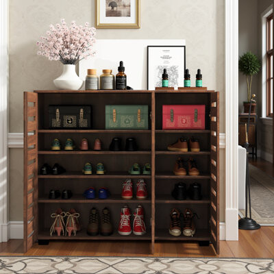Hokku Designs 4-Tier Storage Shoe Cabinet with Louvered Doors