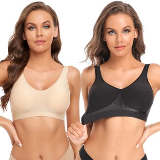 YADIFEN 2 Pack Womens Wirefree Bras with Removable Pads Zero Feel