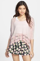 Thumbnail for your product : Painted Threads Crochet Hem Sheer Stripe Tee (Juniors)