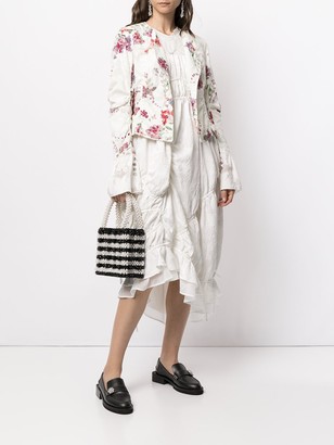Renli Su Floral-Print Ruffle Sleeve Jacket