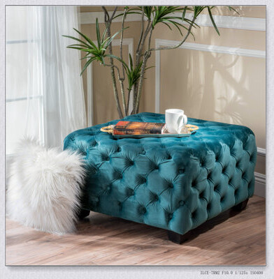 Rectangle Tufted Upholstered Velvet Ottoman