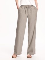low rise linen trousers