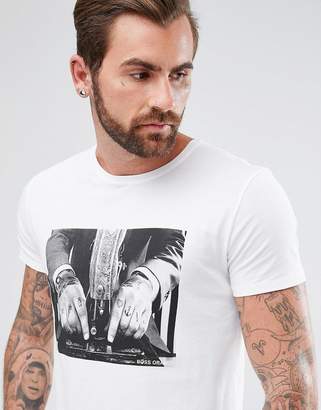 BOSS ORANGE by Hugo Boss Taboo Tattoo Hand Print T-Shirt in White