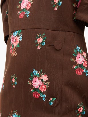MSGM Open-back Floral-jacquard Dress - Brown Multi