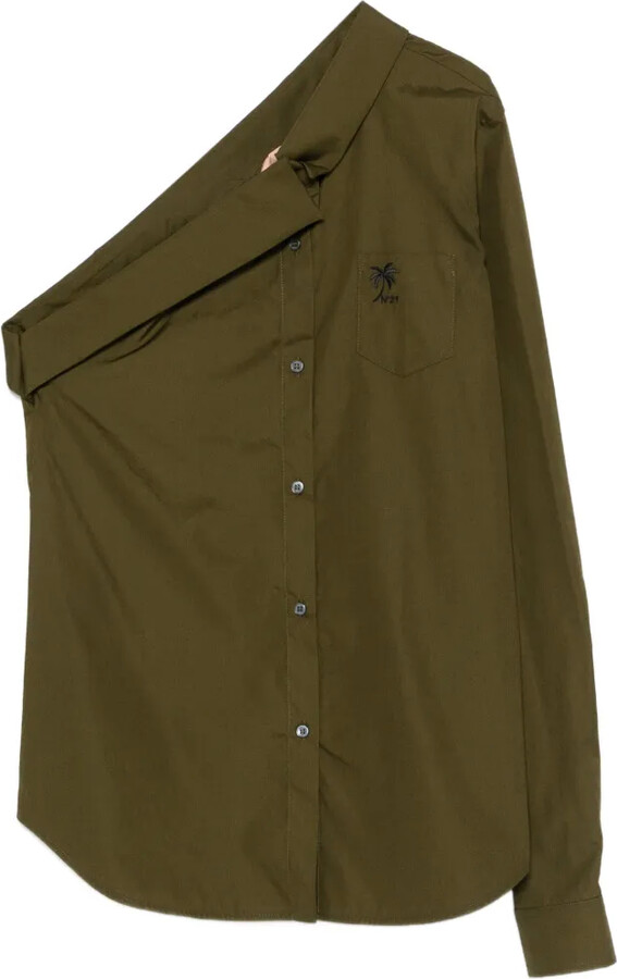 No.21 One-Shoulder Embroidered Shirt