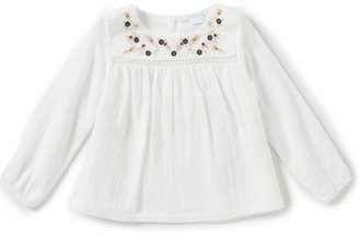 Edgehill Collection Little Girls 2T-6X Long-Sleeve Floral-Embroidered Top
