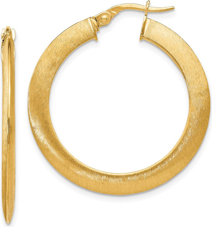 Diamond2Deal 14K Yellow Gold Round Brushed Hinged Hoop Earrings