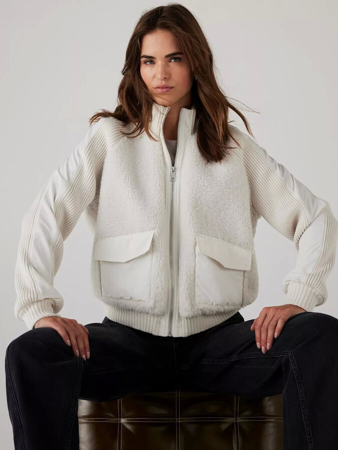 Mint Velvet White Denim Jacket Puff Sleeve Mint Velvet Fitted