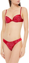 Thumbnail for your product : Carine Gilson Lace-trimmed Stretch-silk Satin Thong