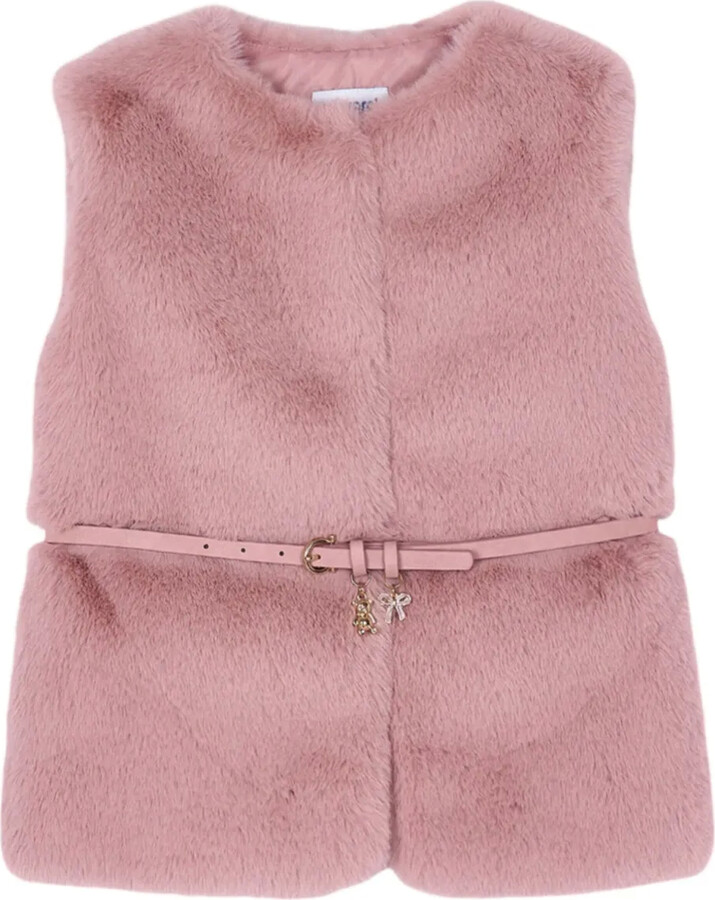 Mayoral Belted Faux-Fur Vest