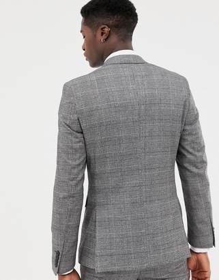 Burton Menswear skinny fit suit jacket in window pane check in red and grey