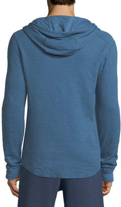 Vince Double-Knit Hooded Henley T-Shirt