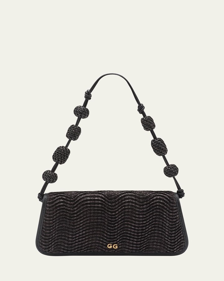 Cult Gaia Sunniva Wavy Raffia Shoulder Bag