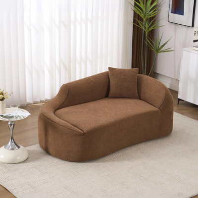 Latitude Run Compression Curved Chaise Longue Chair Indoor, Modern Chenille Loveseat Couch With Deep Seat Sofa Bed With 1 Pillow