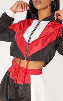 Thumbnail for your product : PrettyLittleThing Black Colour Block Hooded Shell Suit Jacket