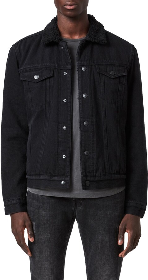 all saints black denim jacket