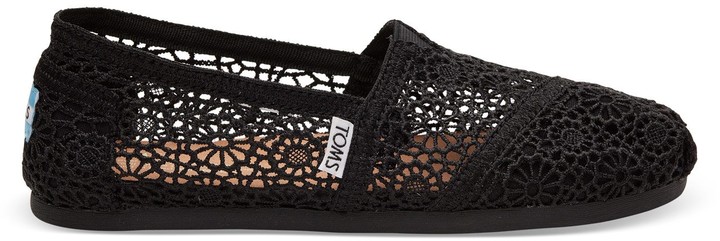 toms black moroccan crochet women's classics