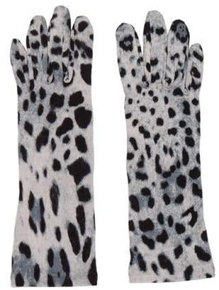 Dolce & Gabbana Wool Printed Gloves w/ Tags Grey Wool Printed Gloves w/ Tags