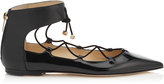 GLISTEN FLAT Chaussures pointues à lacets en cuir verni noir et cuir nappa