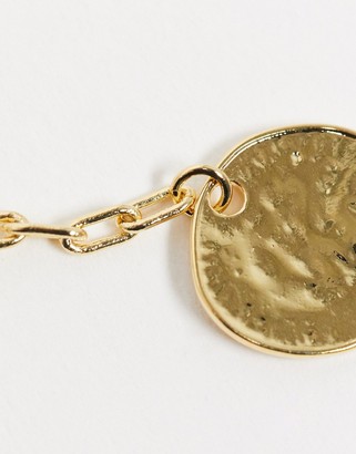 Orelia lariat necklace with coin pendant in gold plate