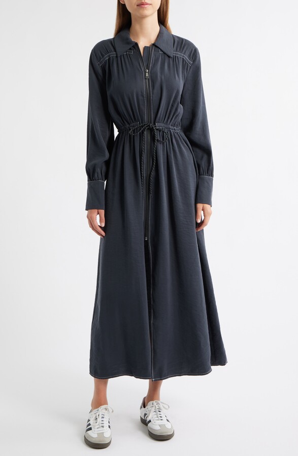 Topshop Long Sleeve Midi Shirtdress
